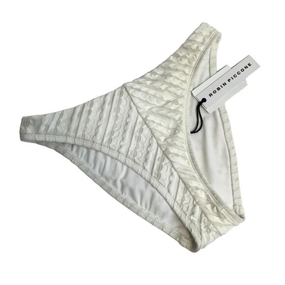 Robin Piccone Brazilian White Bikini Bottom Size Small Brand New - Picture 1 of 5